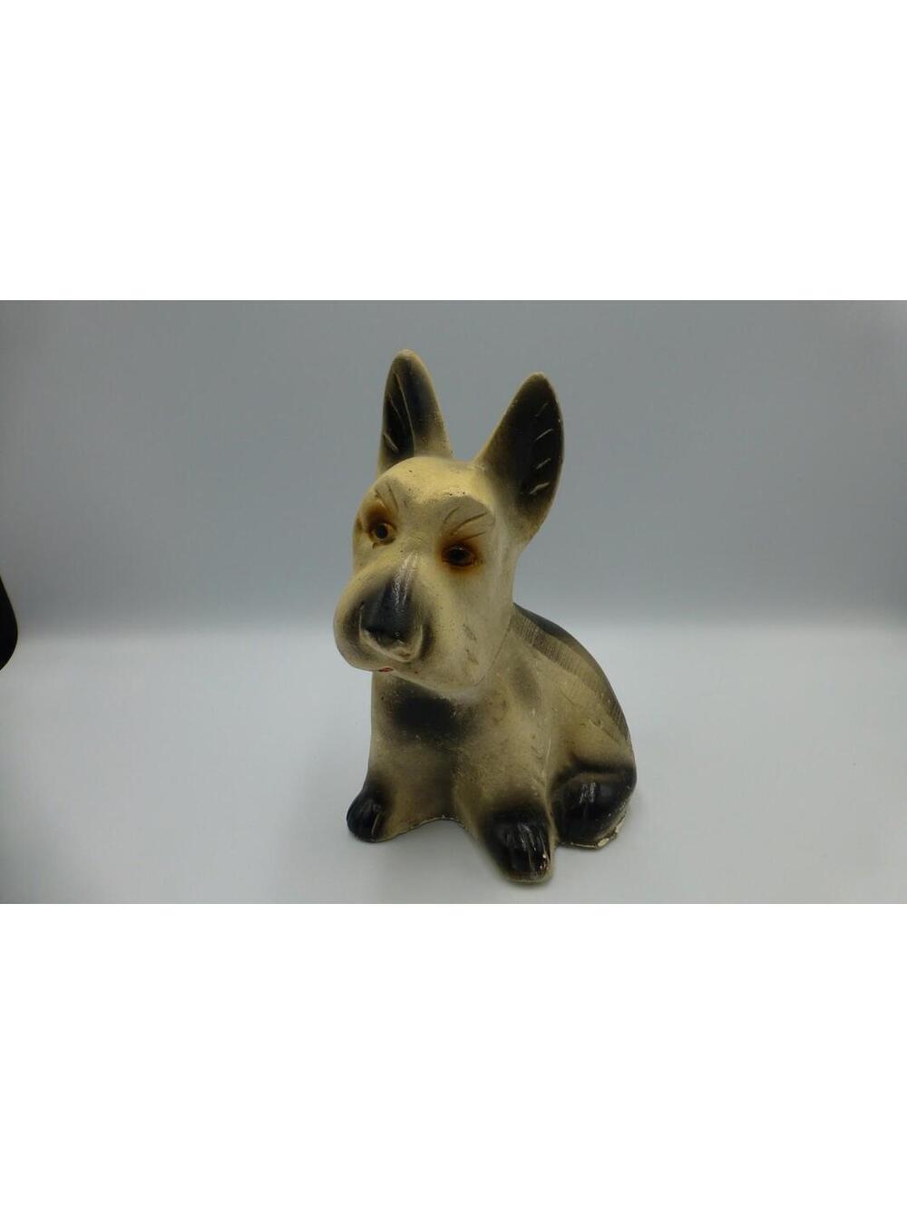 Vintage Chalkware 7" Scottish Scottie Terrier Dog Figurine Carnival Antique G3